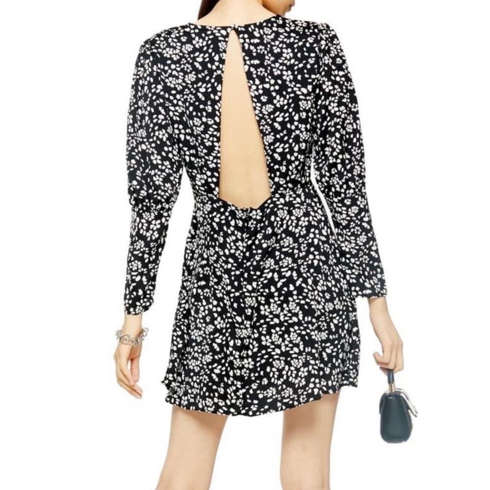 Top shop Austin Floral Long Sleeve Open Back Mini Dress - Picture 2 of 10